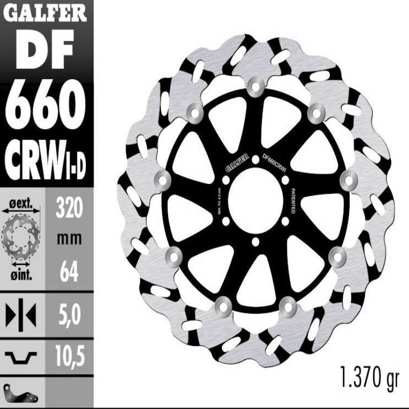 Disco freno delantero flotante Galfer DF660CRW